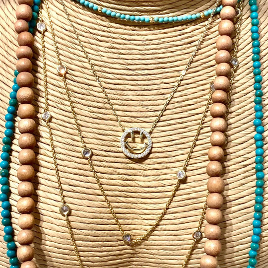 Happy Face Good Luck Smile Necklace No Coloration Stunning Trendy Must Have Fashionable Unique 14K Gold Vermeil Stackable