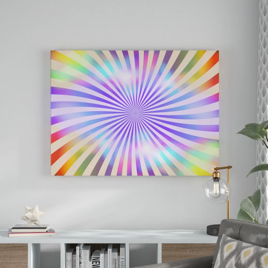 Retro Rainbow Rows Framed Graphic Art on Canvas