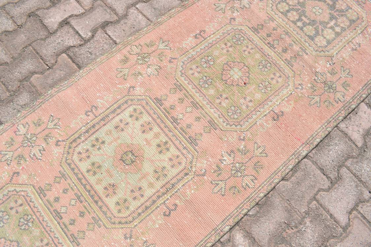 2x11 Pastel Orange Runner, 2x11 Vintage Runner Rug, 2x11 Rugs, Handmade Rug, Antique Runner, 2x11 Turkish Rug, 2'9x11'3 Ft, 723-K