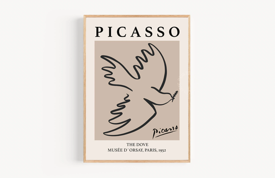 Picasso The Dove Wall Art, Exhibition Print, Vintage Minimalist Poster, Line Art Bedroom Living Room, Gift 4x6 5x7 A3 A2