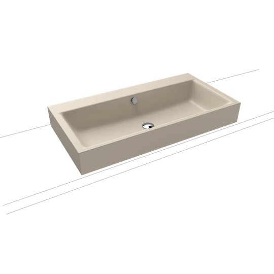 Puro Warm Beige Steel Enamel Rectangular Bathroom Sink with Overflow