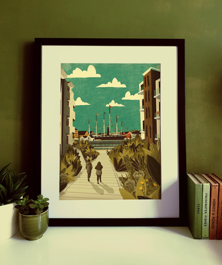 Bristol Ss Great Britain Harbour Illustration Poster A3