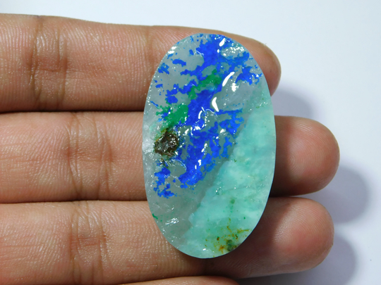 Rare Collection Of Very & Gorgeous Azurite Malachite Druzy High Quality Cabochon, Natural Loose Gemstone 76Cts.(44x26