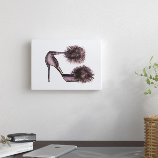 'Pom Pom Heels' - Wrapped Canvas Graphic Art Print