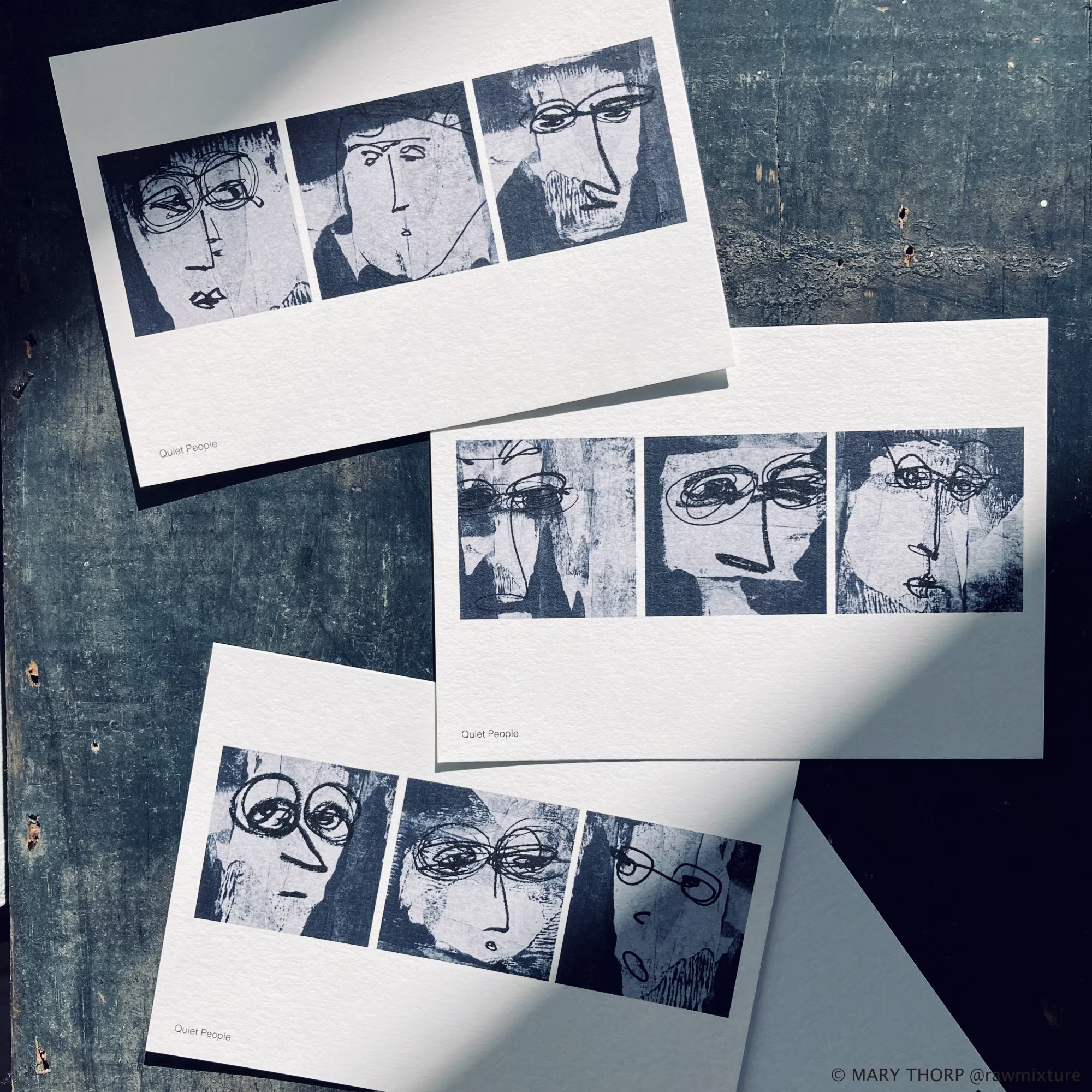 Set Of Three Postcard Prints Quiet People