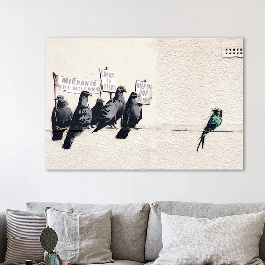 Immigration by Banksy - Wrapped Canvas Graphic Art Print