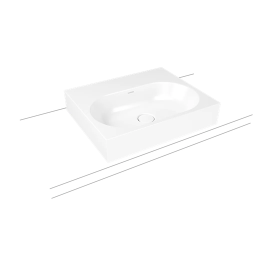 Pergamon White Steel Enamel Rectangular Countertop Basin Bathroom Sink