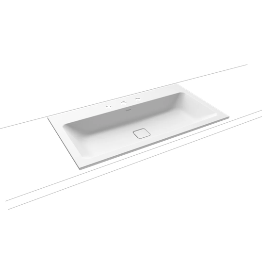 Alpine White Matt Metal Rectangular Inset Basin Bathroom Sink