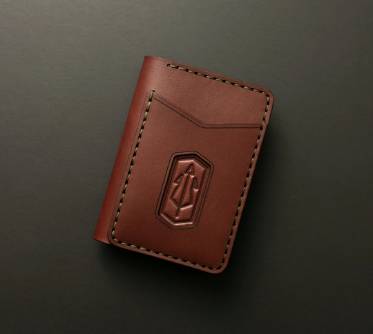 Personalized Men's Leather Slim Bifold Wallet Custom Trident Engraved