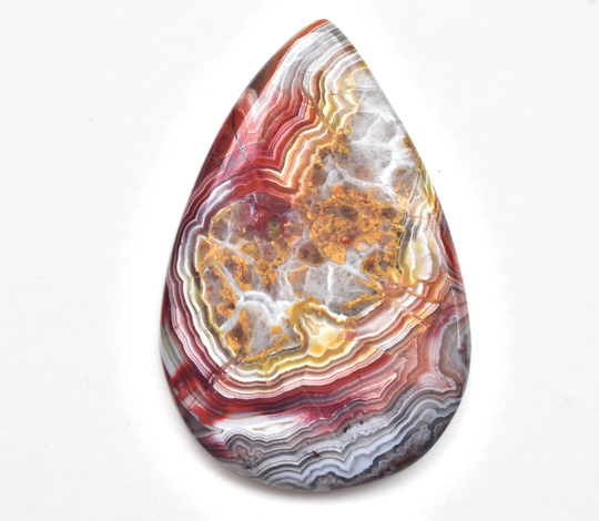 Natural Mexican Rare Crazylace Agate Cabochon Top Quality Aaa Pear Shape Gemstone 34x23x3 Mm 19.95 Ct. A-120