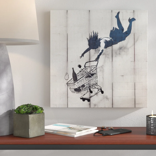 Shop Until You Drop by Banksy - Wrapped Canvas Graphic Art Print